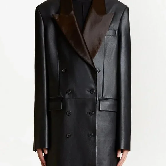 NWT Khaite Balton Black Leather Blazer Jacket - Picture 2 of 5